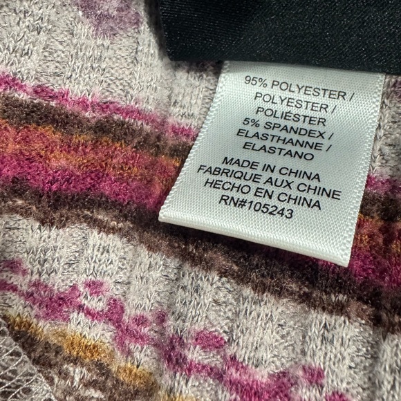 Bobeau Open Front Cardigan Sweater Women Size L Red Tribal Boho Dolman Sleeve - Picture 4 of 7